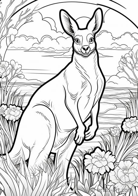 Pagina da colorare di canguro per bambini